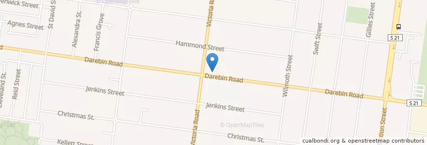 Mapa de ubicacion de Pizzaolio en 오스트레일리아, Victoria, City Of Darebin.