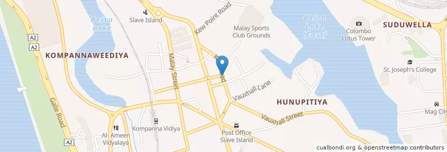 Mapa de ubicacion de Sive Subramaniya Kovil Slave Island en Seri-Lanca, බස්නාහිර පළාත, කොළඹ දිස්ත්‍රික්කය, Colombo.