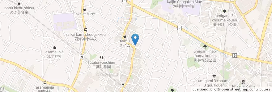 Mapa de ubicacion de 京葉銀行 en Japon, Préfecture De Chiba, 船橋市.