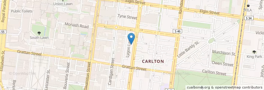 Mapa de ubicacion de University Cafe en Australien, Victoria, City Of Melbourne.
