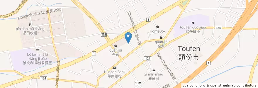 Mapa de ubicacion de 金蓉河粉 en Tayvan, 臺灣省, 苗栗縣, 頭份市.