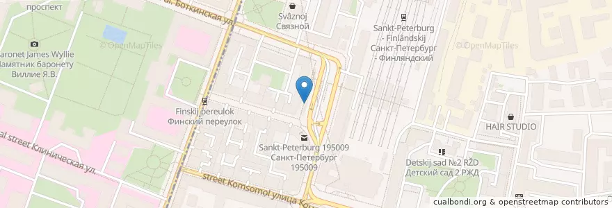 Mapa de ubicacion de Шаверма Алладин en Rusland, Северо-Западный Федеральный Округ, Oblast Leningrad, Sint-Petersburg, Калининский Район, Финляндский Округ.