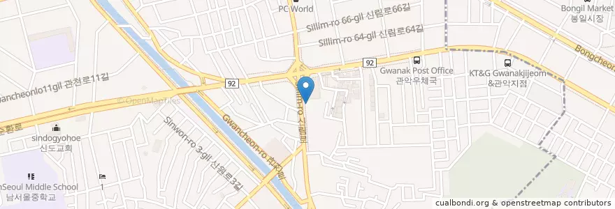 Mapa de ubicacion de 서울김밥 en Korea Selatan, 서울, 관악구, 서원동.