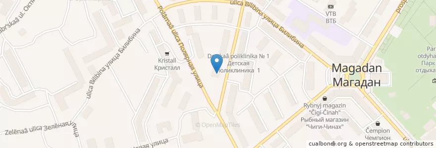 Mapa de ubicacion de Маидат кафе en 러시아, Дальневосточный Федеральный Округ, Магаданская Область, Городской Округ Магадан.