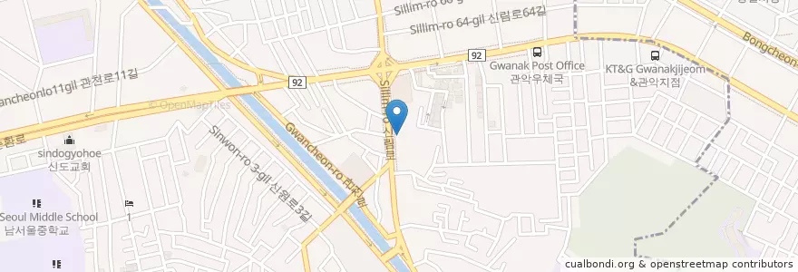Mapa de ubicacion de 버거킹 en Республика Корея, Сеул, 관악구, 서원동.