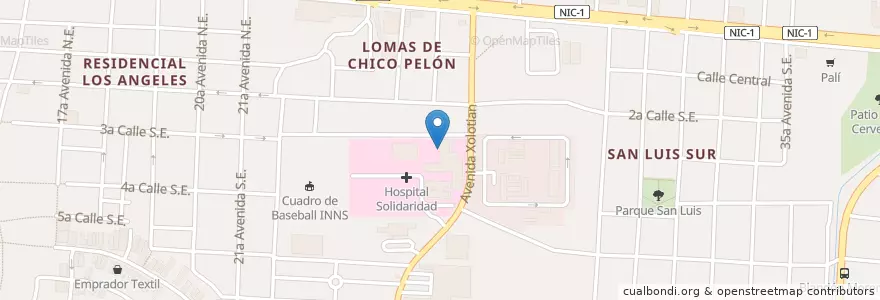 Mapa de ubicacion de Hospital Solidaridad (Consulta Externa) en ニカラグア, マナグア県, Managua (Municipio).