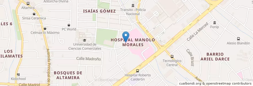 Mapa de ubicacion de Hospital Manolo Morales en نيكاراجوا, Departamento De Managua, Managua (Municipio).