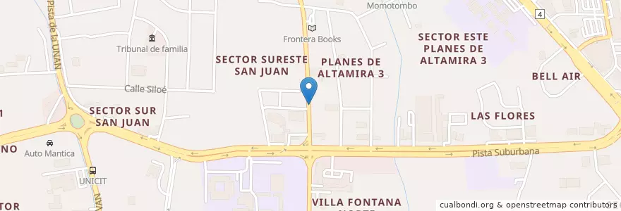 Mapa de ubicacion de Bodega de hospital Monte España en ニカラグア, マナグア県, Managua (Municipio).