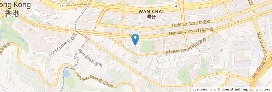 Mapa de ubicacion de Feather & Bone en 中国, 广东省, 香港 Hong Kong, 香港島 Hong Kong Island, 新界 New Territories, 灣仔區 Wan Chai District.