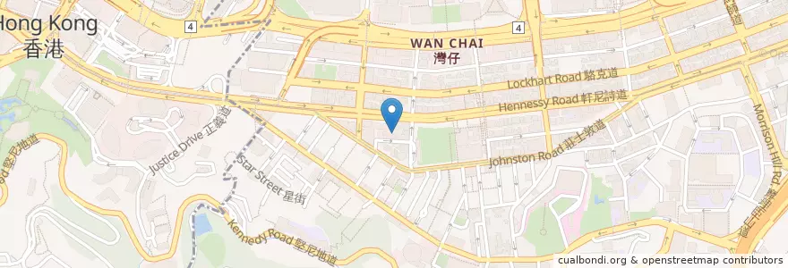 Mapa de ubicacion de 香港仔茶餐廳 en China, Provincia De Cantón, Hong Kong, Isla De Hong Kong, Nuevos Territorios, 灣仔區 Wan Chai District.