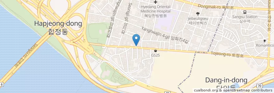 Mapa de ubicacion de Vinyl Bar en کره جنوبی, سئول, 합정동.