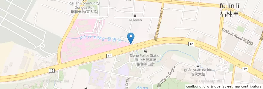 Mapa de ubicacion de 東海雞腳凍 en 台湾, 台中市, 西屯区.