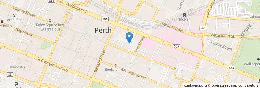 Mapa de ubicacion de Hifumiya en Austrália, Austrália Ocidental, City Of Perth.
