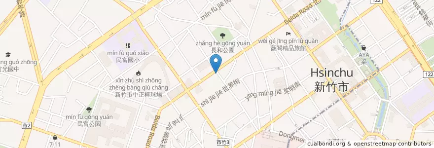 Mapa de ubicacion de 北大臭豆腐 en 台湾, 台湾省, 新竹市, 北区.