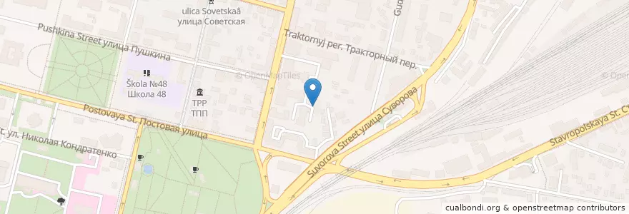 Mapa de ubicacion de Стоматологическая поликлиника КубГМУ en Rússia, Distrito Federal Do Sul, Krai De Krasnodar, Городской Округ Краснодар.