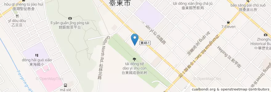 Mapa de ubicacion de 烤大爺 en تایوان, 臺灣省, 臺東縣, 臺東市.
