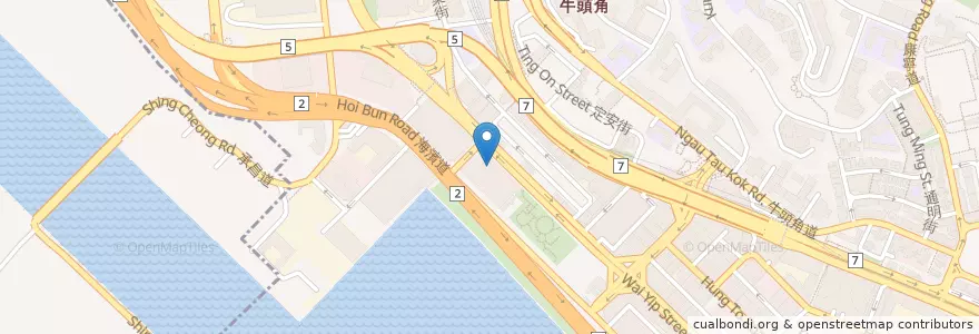 Mapa de ubicacion de Starbucks en China, Cantão, Hong Kong, Kowloon, Novos Territórios, 觀塘區 Kwun Tong District.