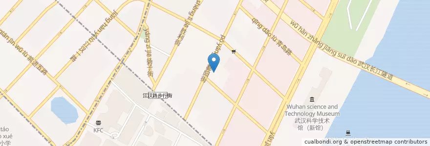 Mapa de ubicacion de 汉口上海路天主堂 en الصين, خوبي, ووهان, 江岸区, 一元街道.