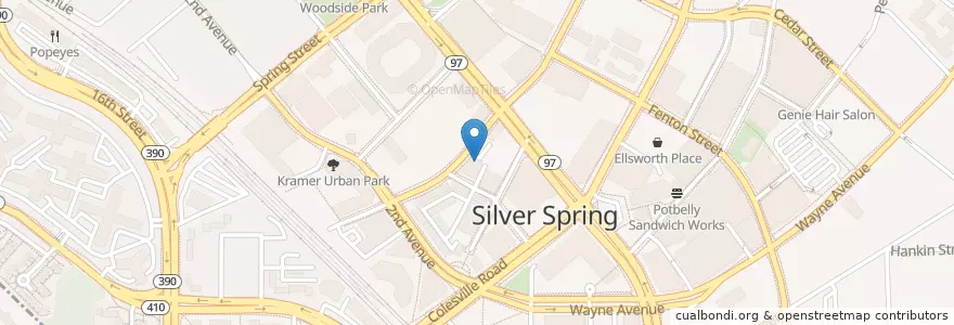 Mapa de ubicacion de Tastee Diner en United States, Maryland, Montgomery County, Silver Spring.