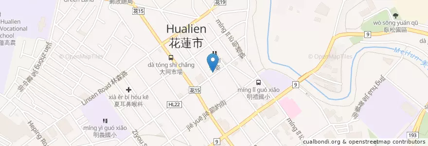 Mapa de ubicacion de 上老石鍋 en Taiwán, Provincia De Taiwán, Condado De Hualien, 花蓮市.