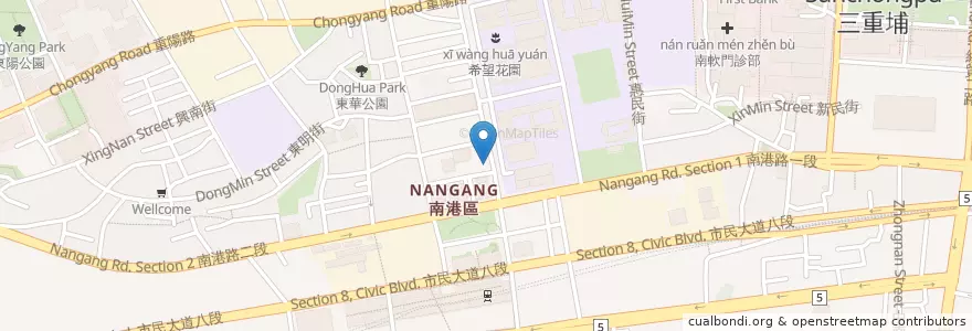 Mapa de ubicacion de 食讚牛肉麵 en 타이완, 신베이 시, 타이베이시, 난강 구.