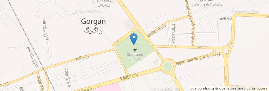 Mapa de ubicacion de گرگان en 伊朗, استان گلستان, شهرستان گرگان, بخش مرکزی, گرگان.