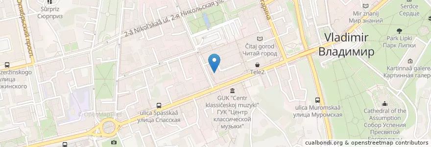 Mapa de ubicacion de Мишка бар en Россия, Центральный Федеральный Округ, Владимирская Область, Городской Округ Владимир.