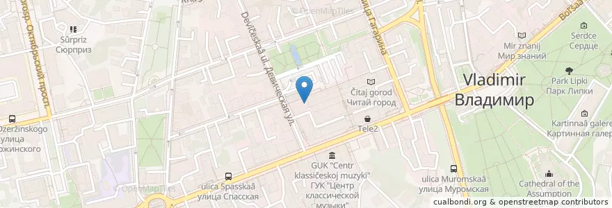 Mapa de ubicacion de Кабуки 2.0 en Россия, Центральный Федеральный Округ, Владимирская Область, Городской Округ Владимир.