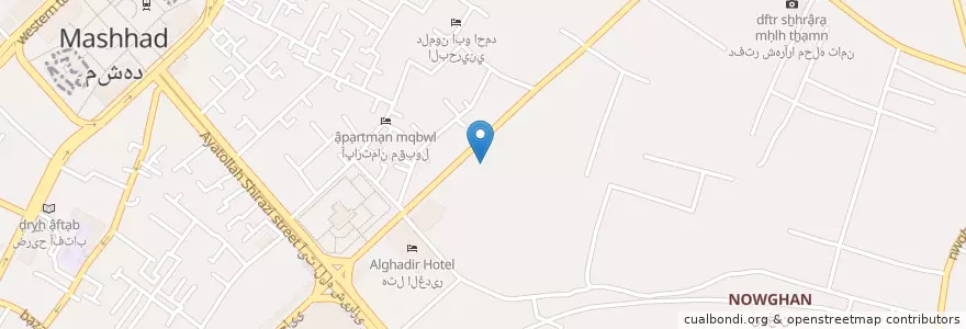 Mapa de ubicacion de مطعم الفرات en إیران, محافظة خراسان رضوي, مقاطعة مشهد, مشهد, بخش مرکزی شهرستان مشهد.