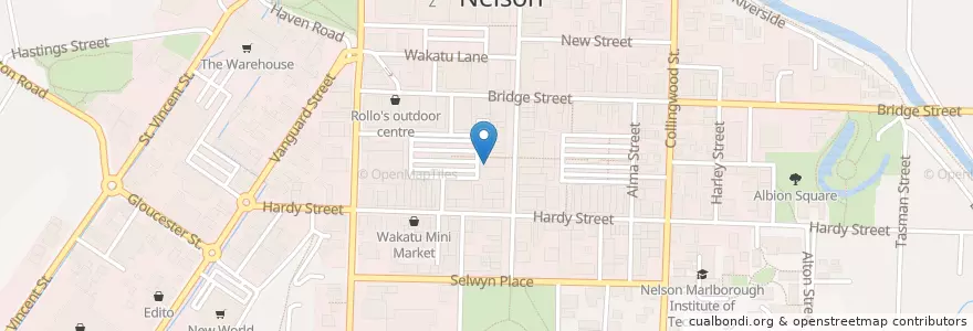 Mapa de ubicacion de bnz en Nieuw-Zeeland, Nelson.