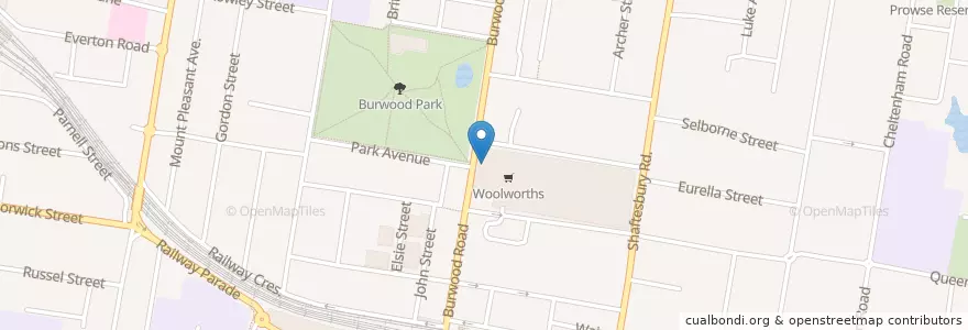 Mapa de ubicacion de Starbucks en 오스트레일리아, New South Wales, Burwood Council, 시드니.