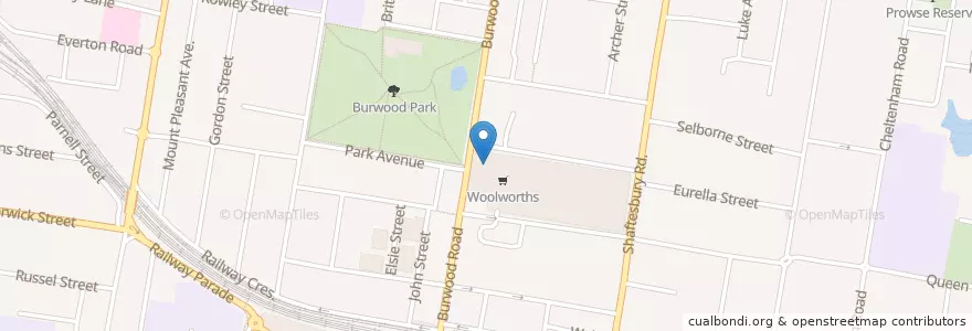 Mapa de ubicacion de McDonald's en Australien, Neusüdwales, Burwood Council, Sydney.