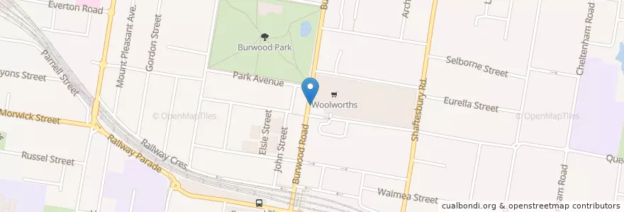 Mapa de ubicacion de Commonwealth Bank en オーストラリア, ニューサウスウェールズ, Burwood Council, Sydney.