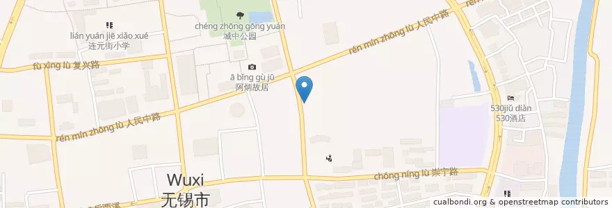 Mapa de ubicacion de 星巴克 en 中国, 无锡市, 梁溪区.