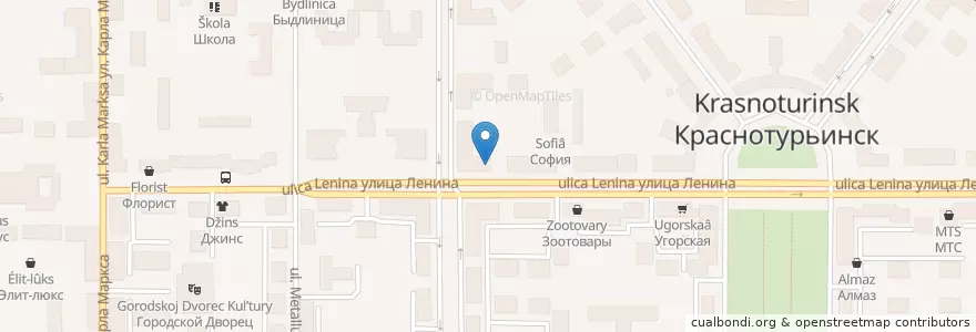 Mapa de ubicacion de Япоша Роллы Пицца en Russland, Föderationskreis Ural, Oblast Swerdlowsk, Nördlicher Verwaltungsbezirk, Городской Округ Краснотурьинск.
