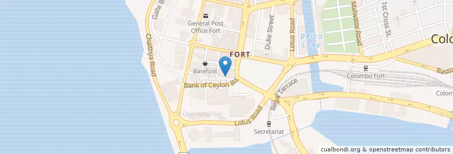 Mapa de ubicacion de NDB bank en Sri Lanka, බස්නාහිර පළාත, කොළඹ දිස්ත්‍රික්කය, Colombo.