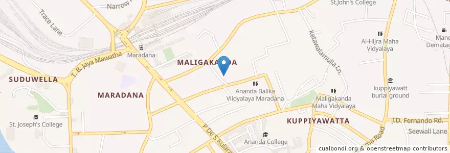 Mapa de ubicacion de Clifton Balika vidyalaya en Sri Lanka, බස්නාහිර පළාත, Distrikt Colombo, Colombo.