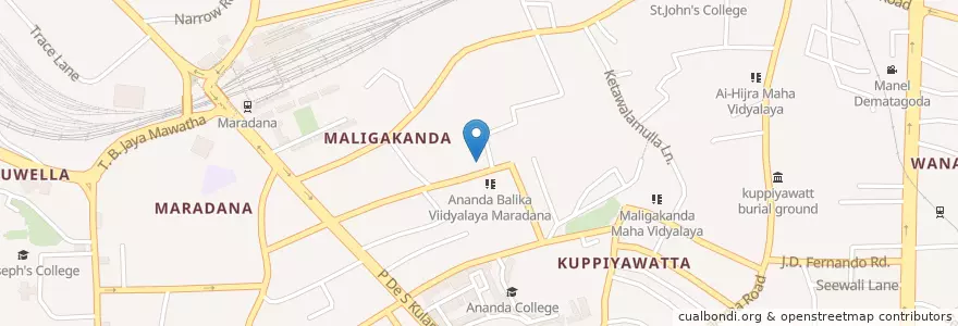 Mapa de ubicacion de Vidyadaya Pirivena en Sri Lanka, බස්නාහිර පළාත, Distrikt Colombo, Colombo.