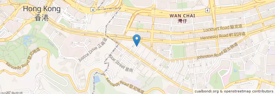 Mapa de ubicacion de 蝦麵店 en الصين, غوانغدونغ, هونغ كونغ, جزيرة هونغ كونغ, الأقاليم الجديدة, 灣仔區 Wan Chai District.
