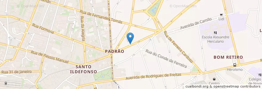 Mapa de ubicacion de Ruial Francesinhas en Portugal, Norte, Área Metropolitana Do Porto, Porto, Porto, Bonfim.