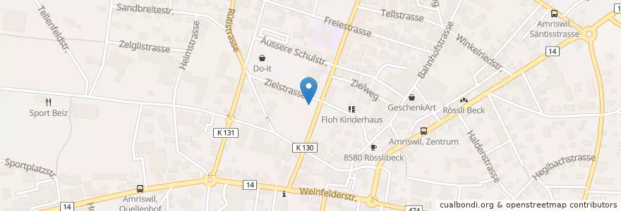 Mapa de ubicacion de Migros Restaurant en Suisse, Thurgovie, Bezirk Arbon, Amriswil.