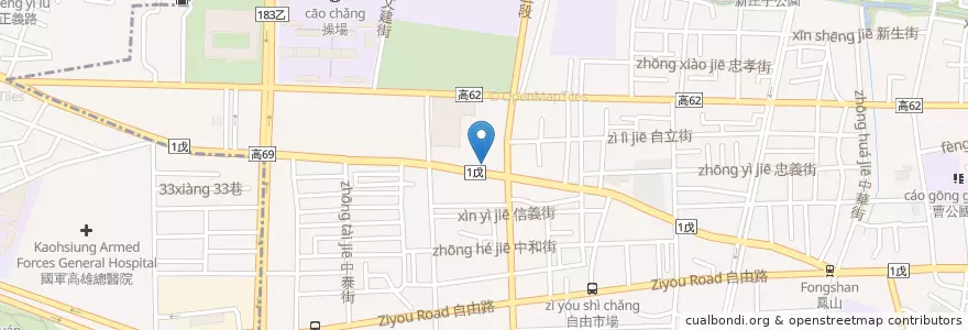 Mapa de ubicacion de 全國加油站 en Taiwan, Kaohsiung, 鳳山區.