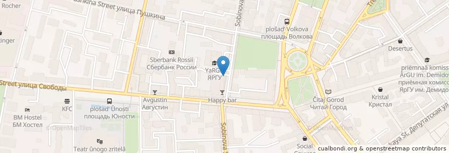 Mapa de ubicacion de Бургерная en Rusland, Centraal Federaal District, Oblast Jaroslavl, Ярославский Район, Городской Округ Ярославль.
