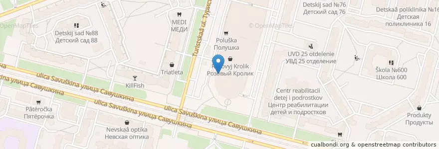 Mapa de ubicacion de Maximilian Brauhaus en Russia, Northwestern Federal District, Leningrad Oblast, Saint Petersburg, Приморский Район, Округ № 65.