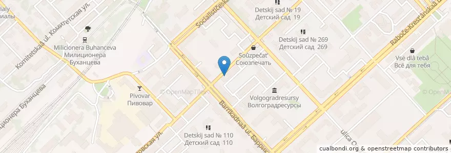 Mapa de ubicacion de Югмед en روسيا, منطقة فيدرالية جنوبية, Волгоградская Область, Городской Округ Волгоград.