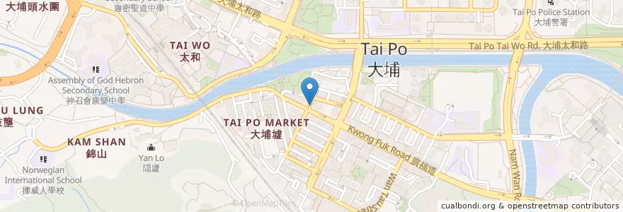 Mapa de ubicacion de Shanghai Commercial Bank en China, Hong Kong, Guangdong, New Territories, Tai Po District.