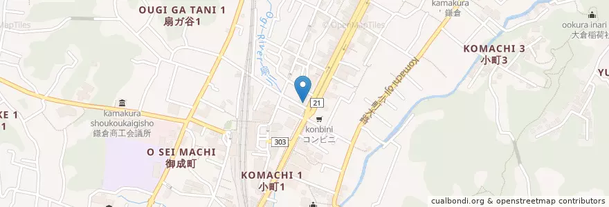 Mapa de ubicacion de 食事甘味山里 en Japan, Präfektur Kanagawa, 鎌倉市.