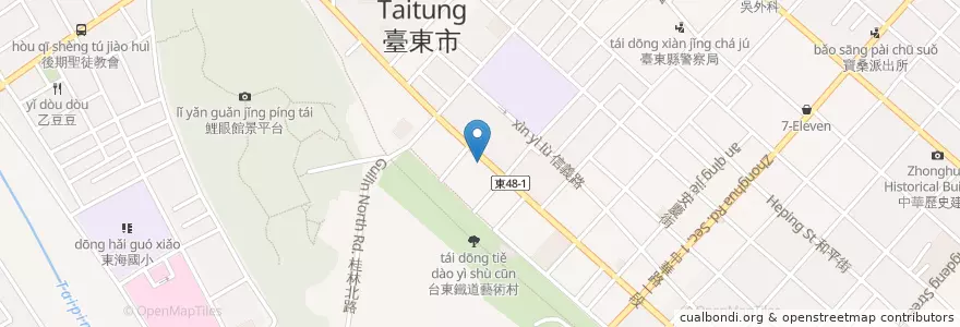 Mapa de ubicacion de 星巴克 en تايوان, مقاطعة تايوان, مقاطعة تايتونغ, 臺東市.