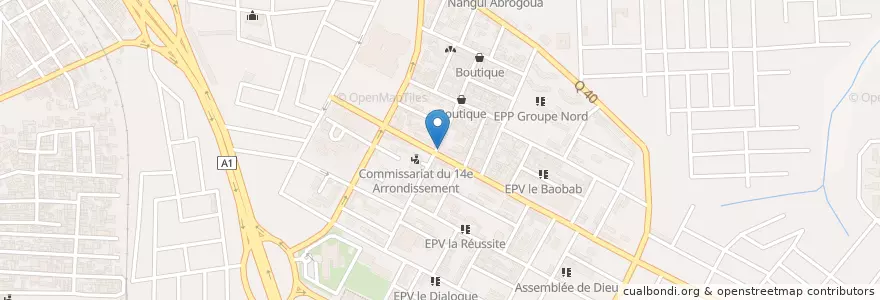 Mapa de ubicacion de Boutique en Côte D’Ivoire, Abidjan, Abobo.