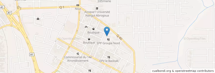 Mapa de ubicacion de EPP Flamboyant 1 en Côte D’Ivoire, Abidjan, Abobo.